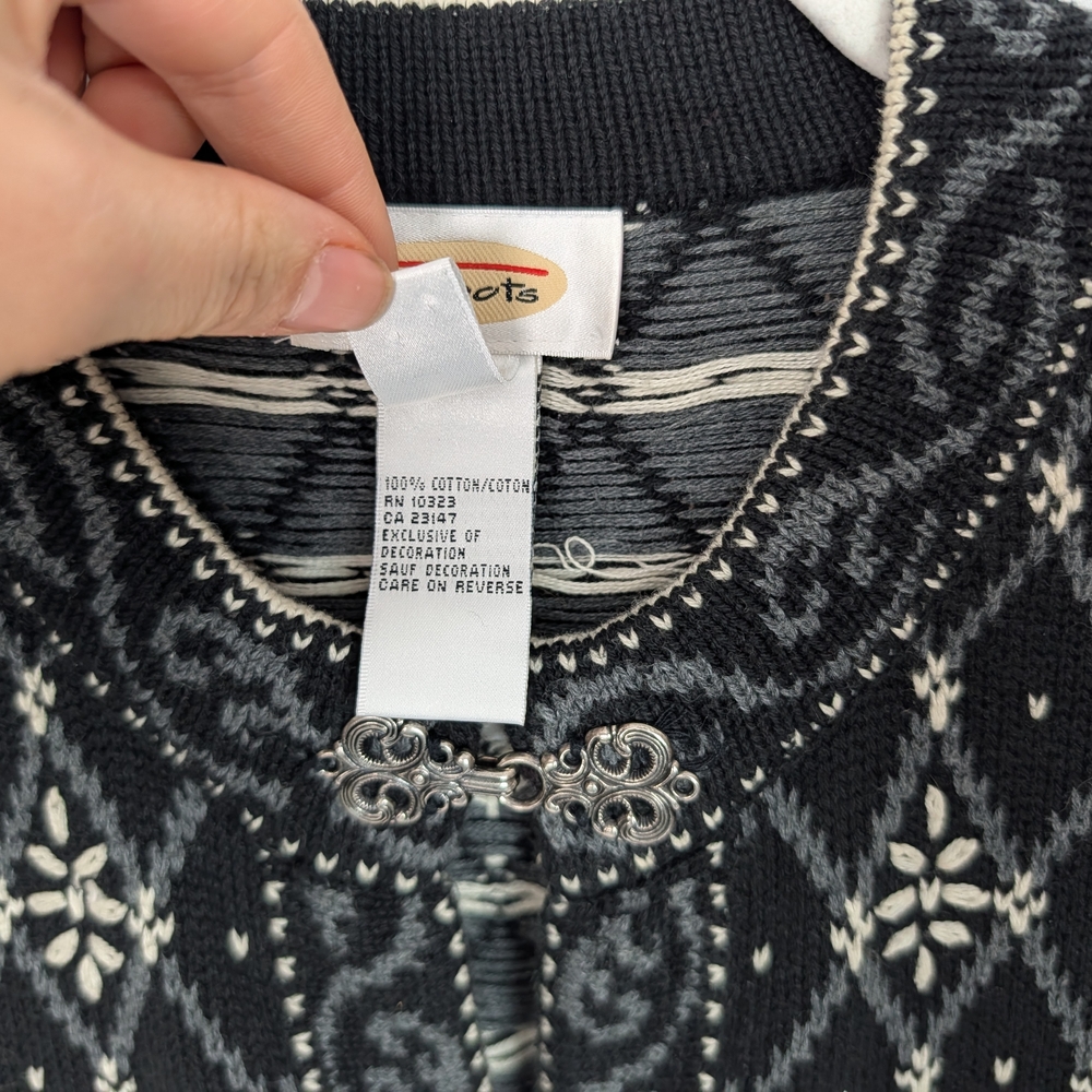 Talbots Nordic Fair Isle Knit Cardigan M - Picture 6 of 9